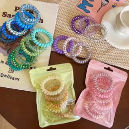 Hair Rubber Bands 6Pcsset Candy Colour Elastic Hair Bands Korean Accessories for Girls Hair Ties Frosted Spiral Cord Rubber Rope Stretch Headwear 231208