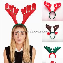 Christmas Decorations Christmas Antler Hair Hoop Bands Red Non Woven Headband Xmas Party Birthday Hoops Decorations Drop Delivery Home Dhm2K