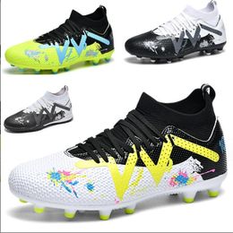 New Children's High Top TF/AG Football Shoes Men's Women's Anti Slip Lightweight Football Footwear Professional Training Sneaker