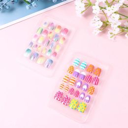 False Nails 4 Boxes Girls Nail Stickers Decocr Fake For Kids Full Coverage Art Decor Toddler Artificial