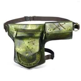 Waist Bags Real Leather Fashion Messenger One Shoulder Bag Design Travel Fanny Belt Pack Drop Thigh Leg For Men Male 211-8