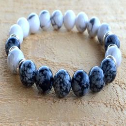 SN1070 Top Design Mens Howlite Snowflake Obsidian Bracelet Natural Stone Mala Yoga Jewelry Meditation Chakra Jewelry Whole221F