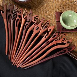 Hair Clips Natural Red Sandalwood Hairpins Women Girls Sticks Chopstick Shaped Pins Retro Stlye Jewelry Accessories