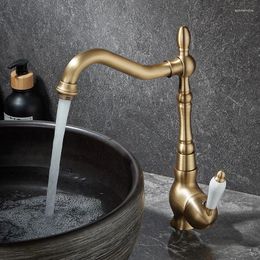 Bathroom Sink Faucets European Antique Cold And For Household Washbasin Tap Full Copper Can Rotate Retro Faucet Basin