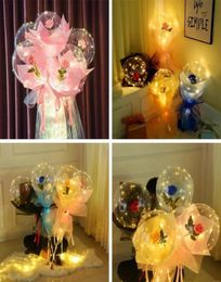 Luminous Balloon Bouquet Romantic Globes LED Rose Bobo Ball Christmas Halloween Valentines Day Gift Birthday Party Wedding Decorat3315678