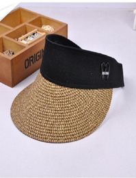 Summer Womens Clip on Straw Sun Visor Wide Brim Empty Top Sun Hat Beach Cap4519076