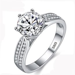 100% Real Natural 925 Sterling Silver Rings for Women 8mm Sona Cubic Zirconia Wedding Rings Fashion Jewellery ZLR0062253