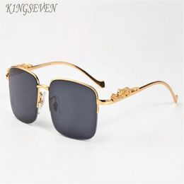 vintage retro mens polaroid sunglasses for women fashio cool gold silver leopard pattern metal frame rimless black brown clear len219E