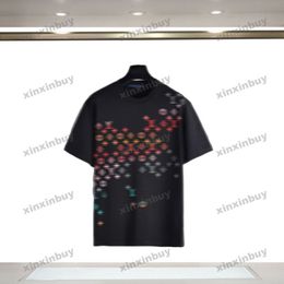 xinxinbuy Men designer Tee t shirt Colourful letter printing short sleeve cotton women Black white blue Grey S-XL