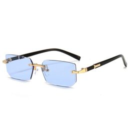 Sunglasses Rimless Rectangle Fashion Women Men Shades Small Square Sun Glasses For Female male Summer Traveling 231208