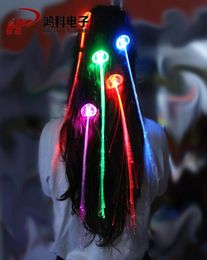 LED Flash Braid Women Colorful Luminous Hair Clips Barrette Fiber Hairpin Light Up Party Bar Night Xmas Toys Decor DH03248052351