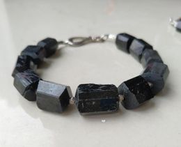 Black Tourmaline Pyrite Stone Bracelet Spacer Clasp012346667605