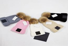 Designer Fur Pom Poms Kid Hat Winter Hats for Women Caps Knitted Beanies Cap Children Ski Beanie 112 Years Old4094125