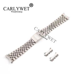 CARLYWET 13 17 19 20 22mm Hollow Curved End Solid Screw Links Silver 316L stainless Steel Replacement Watch Band Strap Bracelet278E