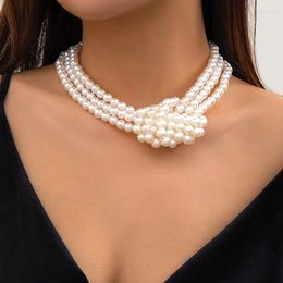 Choker Vintage Imitation Pearl Necklace For Women Multi-layer Elegant Fashion Neck Accessory Wedding Jewellery Gifts