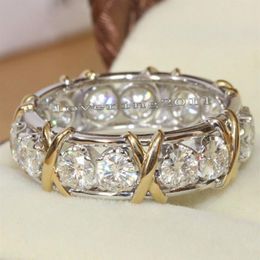 Eternity Jewelry Stone 5A Zircon stone 10KT White&Yellow Gold Filled Women Engagement Wedding Band Ring Sz 5-11242H