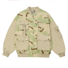 Men's Jackets Retro Desert Camouflage Cargo Pockets Functional Camou Outwears Oversized High Street Fashion Baseball Jacket For Men