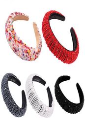 Women Sponge Padded Bandana Luxury Full Colorful Faux Crystal Beaded Hair Hoop Wedding Bridal Jewelry Crown Headband4191686