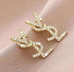 Stud 18K Gold Plated Austrian Crystal Letter yyysls Earrings for Women European and USA Popular Simple Designer Wedding Bride Jewellery Gift