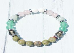 MG0399 New Design Unakite Jasper Bracelet for Women Natural Moonstone Rose Quartz Bracelet Negative Balance Energy Jewelry6257101