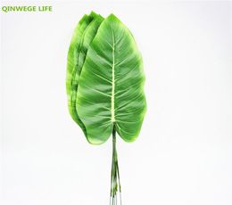 45cm 60pcs Fabric Banana Artificial Plant Leaf Branch Colour Print Wedding Home Decor Fake Foliage Diy Floral Green3713339