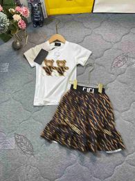 New baby Tracksuits designer summer kids clothes Size 100-150 girl T-shirt and Letter logo full print long skirt Dec05