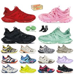 Luxury Designer Casual Track Sneakers Belanciagas Shoes Women Mens Tracks 3.0 Clear Red Mesh Nylon White Pink Foam Platform Brand Rubber Sole Bottom Runners Trainers