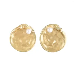 Stud Earrings Vedawas Round With Artificial Pearls For Women Bright Irregular Metal Fashion Jewellery Accessories