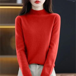 Women's Sweaters Semi Turtleneck Sweater Long Sleeve Solid Color Pullover With A Base Shirt Autumn And Men S Zip Beer Up