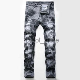 Men's Pants Mens Straight Printed Jeans Casual Printing Hip Hop Streetwear Punk Denim Pants Slim Fit Designer Trousers Stretch Faded Jeans J231208