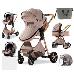 Strollers# Born Baby Stroller 3 In 1 High Landscape Reclining Carriage Foldable Bassinet Puchair L230625 Drop Delivery Kids M Ovd 44