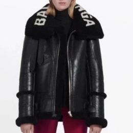 Women's Genuine Leather Natural Sheep Shearling Fur Coat Winter Sheepskin Coat Female Bomber warm fur leather Jackets