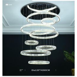 Modern chandelier living room duplex building country villa empty loft lamps simple and creative stairwell long crystal chandeli244V