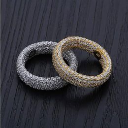 Mens Iced Out 925 Sterling Silver 360 Eternity Bling Bling Rings Micro Pave Cubic Zirconia 18K Gold Plated Luxury Simulated Diamon284O