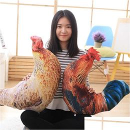 Stuffed Plush Animals Creative Toys For Children Stuffing Large Chicken Doll Cute Soft Toy Slee Pillow Cock Hen Cushion Q0727 Drop Otcs9