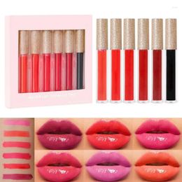 Lip Gloss 6Pcs Makeup Non-Stick Cup High Pigmented Velvety Liquid Lipstick Long Lasting Waterproof Beauty Cosmetic Kit For Girls