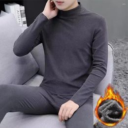 Men's Thermal Underwear Winter Warm Lined Long Johns Top Bottom Set Trousers For Men L-3XL Black Dark Grey Light Grey