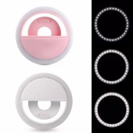 LED Selfie Ring Light Mobile Phone Fill Lights RK12 USB Rechargeable Portable Lamp Clip Beauty Lights For Smartphone ZZ