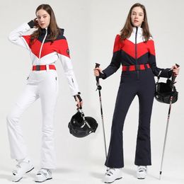 Other Sporting Goods OnePiece Ski Suit Women Slim Fitting Overalls Outdoor Snowboard Set Warm Jumpsuits Wind Proof Waterproof Winter Clothing 231211
