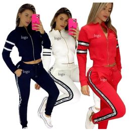 Women Two Piece Set Sports suit Female Tops Shirts Long Pants 2 PCS letter Printed Tracksuit Fashion Women Sports Clothing Size S-2XL