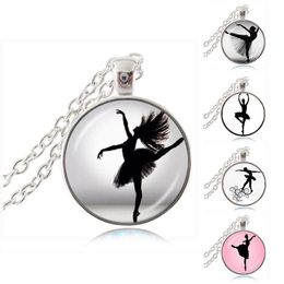 Dancing Ballerina Dancer Necklace Ballet Dance Girl Po Pendant Cabochon Dome Fashion Jewellery for Woman Sweater Chain Necklace2860