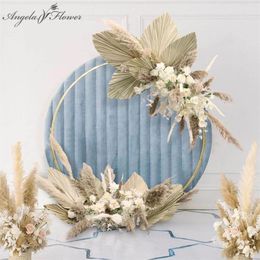 Custom Corner Flower Runner Natural Dried Plants Pampas Grass Wedding Arch Decor Flower Arrangement Wall Event Layout Flower Row 2260S