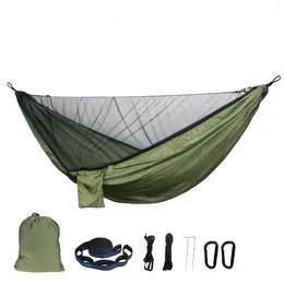 Camp Furniture 1-2 Person Portable Outdoor Camping Hammock With Mosquito Net High Strength Parachute Fabric Hanging Bed Hunting Sleeping