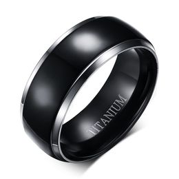 8mm Titanium Rings for Men Women Black Dome Two Tone Glossy High Polish Wedding Band Size 6-13309a