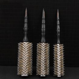 Hair Brushes IRUI 1pc Natural Boar Bristle Round Brush Groove Design Handle Hair Rolling Brush For Hair Drying Styling 231211