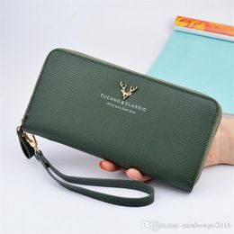 Factory whole brand handbag fashion decoration woman deer head long wallet simple bulk embossed leather wallet Korean woman lo173a