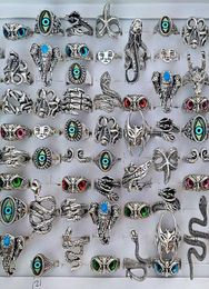 Band Wholesale Bulk lots 50pcs Punk Rock Top Mix Retro Silver Plate Animal Eyes s Hiphop Men Vintage Women Jewelry 2211258683545