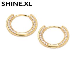 Hip Hop Mens Hoop Earrings Iced Out Full Zircon Gold Silver Plated Fashion Earrings for Women Man3956481