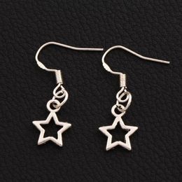 Small Open Star Dangle Chandelier Earrings 925 Silver Fish Ear Hook 50pairs lot E138 9 8x26 5mm2935