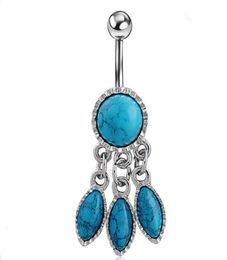 D0755 Dream Catcher Belly Navel Stud AquaColor01234569990827